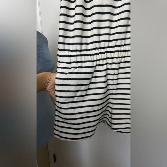 Madewell Tie Shoulder Romper in Stripe Pockets Size Small - Picture 5 of 9